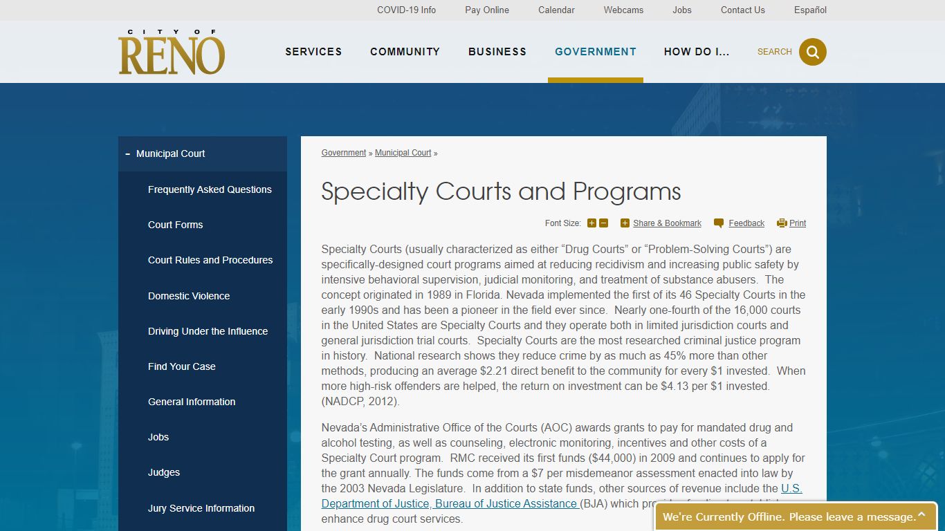 Specialty Courts and Programs | City of Reno